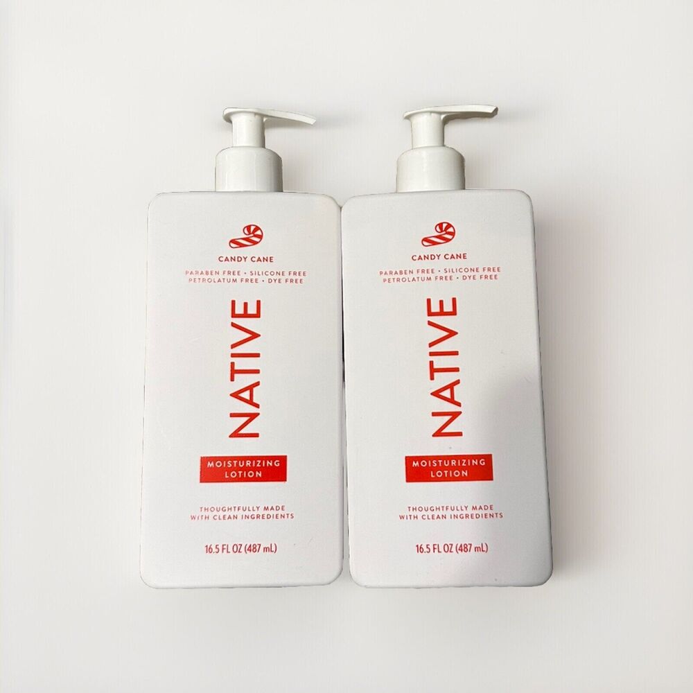 Native Lotion Candy Cane 16.5 Oz Paraben Free Dye Free Limited Edition 2 Pack